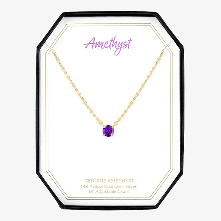 Gemstone 14K Gold Over Silver Round 18 Inch Pendant Necklace