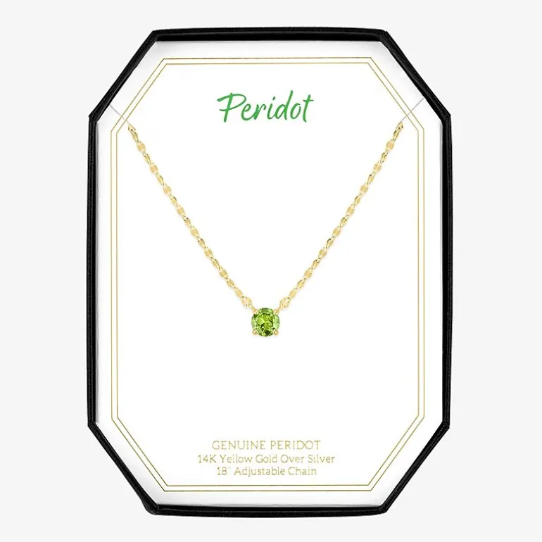Gemstone 14K Gold Over Silver Round 18 Inch Pendant Necklace