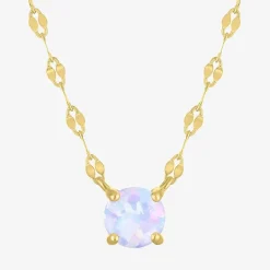 Gemstone 14K Gold Over Silver Round 18 Inch Pendant Necklace