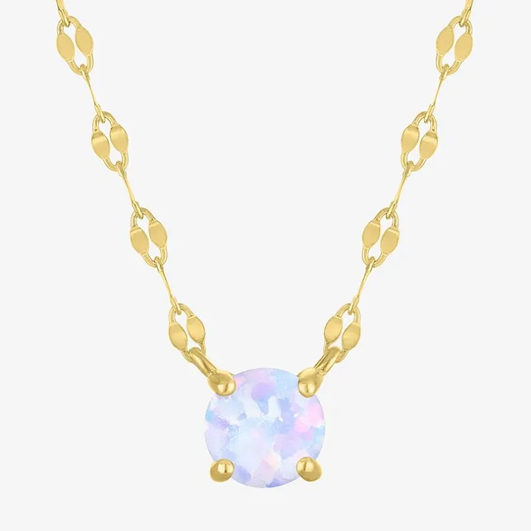 Gemstone 14K Gold Over Silver Round 18 Inch Pendant Necklace