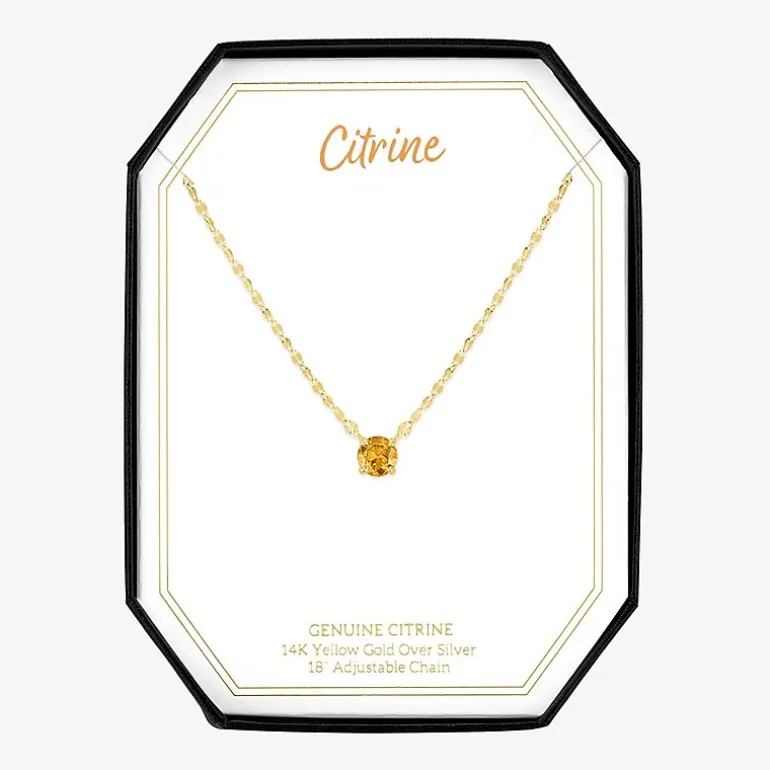 Gemstone 14K Gold Over Silver Round 18 Inch Pendant Necklace