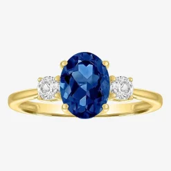 Gemstone 10K Gold 3-Stone Oval Cocktail Ring