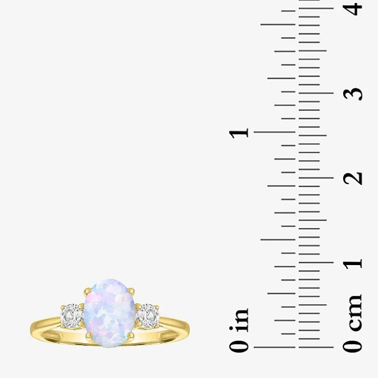 Gemstone 10K Gold 3-Stone Oval Cocktail Ring