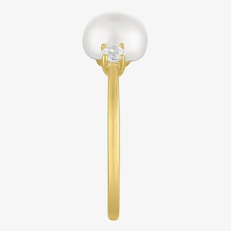 Gemstone 10K Gold 3-Stone Oval Cocktail Ring