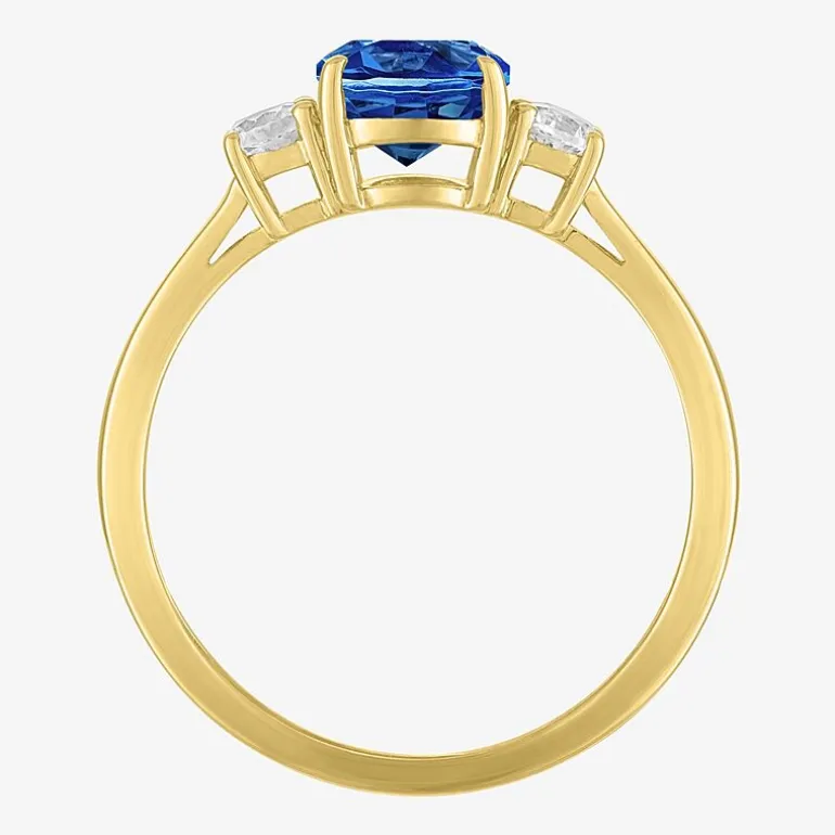 Gemstone 10K Gold 3-Stone Oval Cocktail Ring