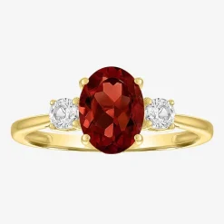 Gemstone 10K Gold 3-Stone Oval Cocktail Ring
