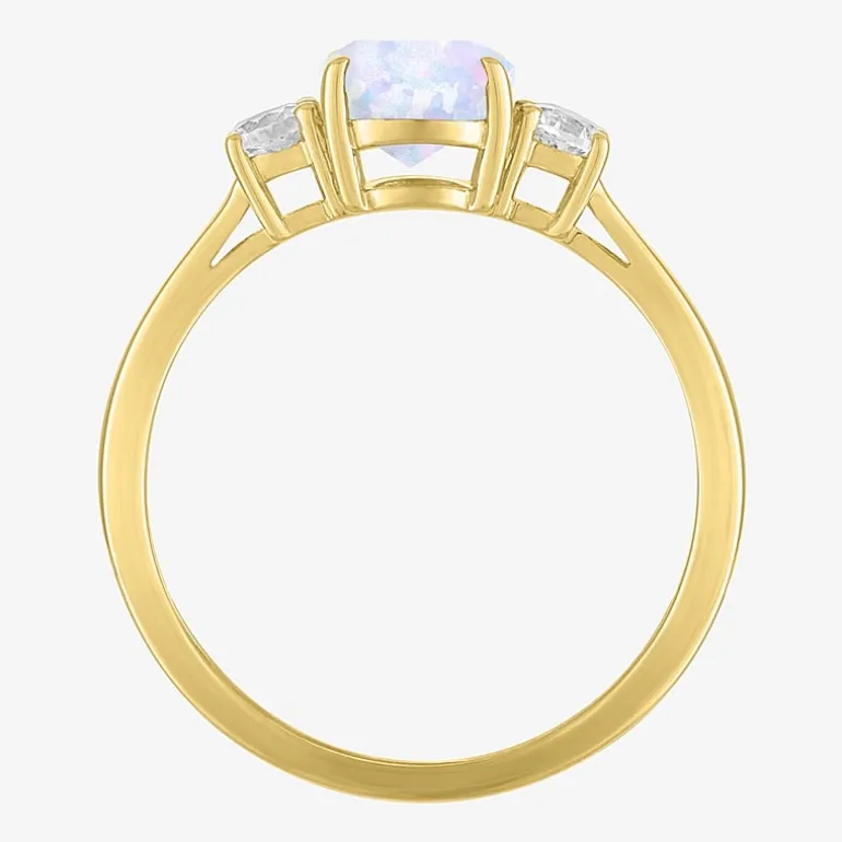 Gemstone 10K Gold 3-Stone Oval Cocktail Ring