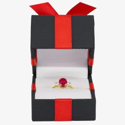 Gemstone 10K Gold 3-Stone Oval Cocktail Ring