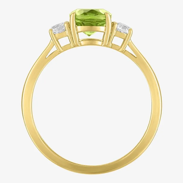 Gemstone 10K Gold 3-Stone Oval Cocktail Ring