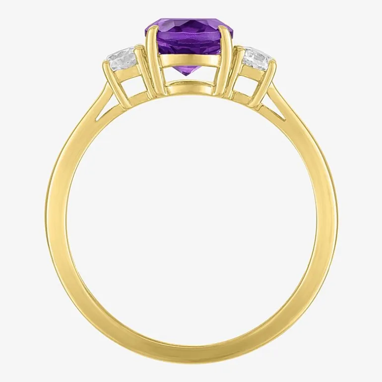 Gemstone 10K Gold 3-Stone Oval Cocktail Ring