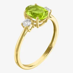 Gemstone 10K Gold 3-Stone Oval Cocktail Ring