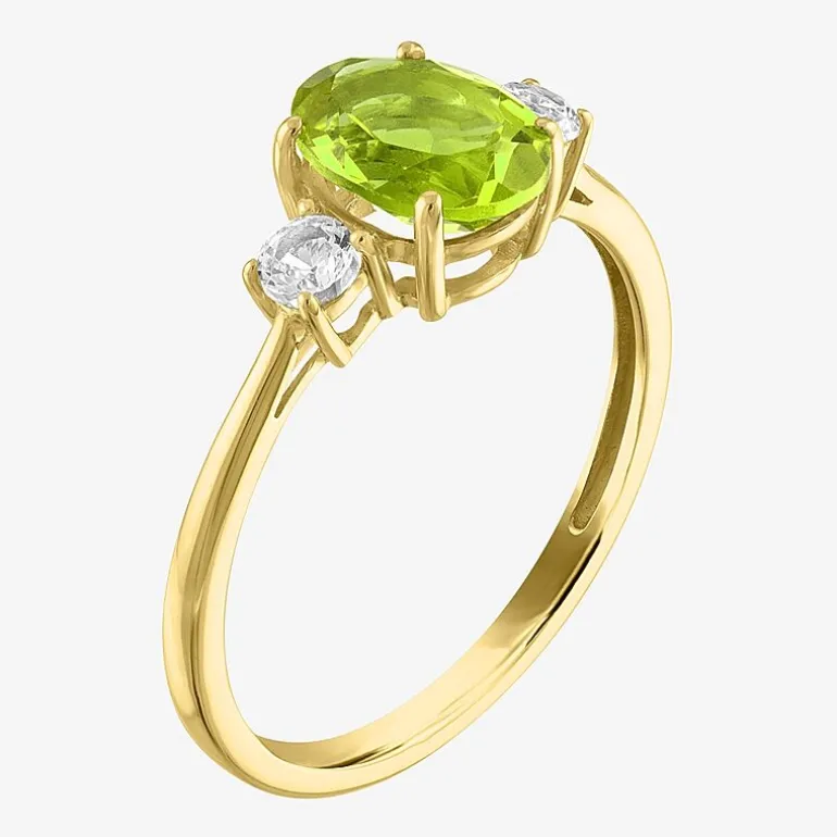 Gemstone 10K Gold 3-Stone Oval Cocktail Ring