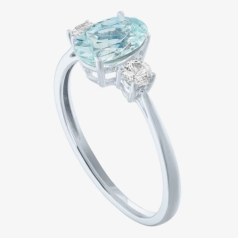 Gemstone 10K Gold 3-Stone Oval Cocktail Ring