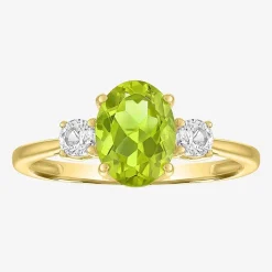 Gemstone 10K Gold 3-Stone Oval Cocktail Ring
