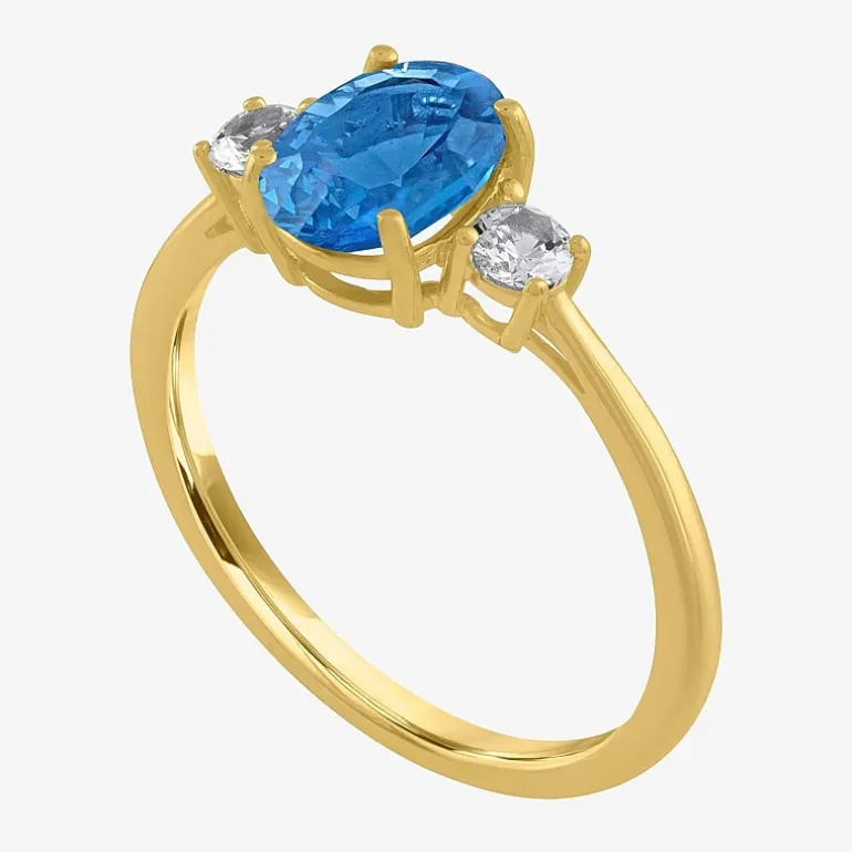 Gemstone 10K Gold 3-Stone Oval Cocktail Ring