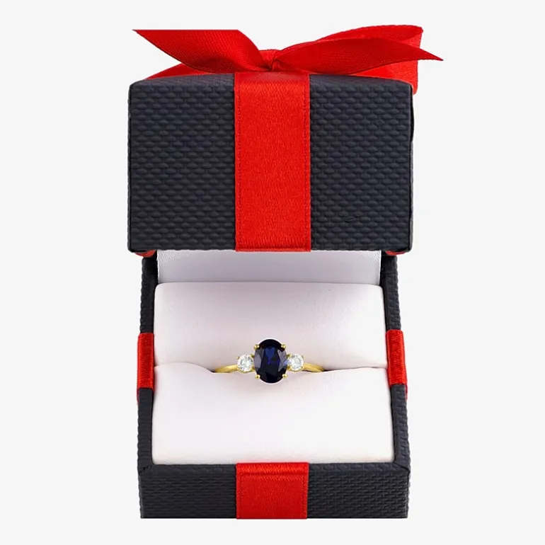 Gemstone 10K Gold 3-Stone Oval Cocktail Ring