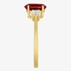 Gemstone 10K Gold 3-Stone Oval Cocktail Ring