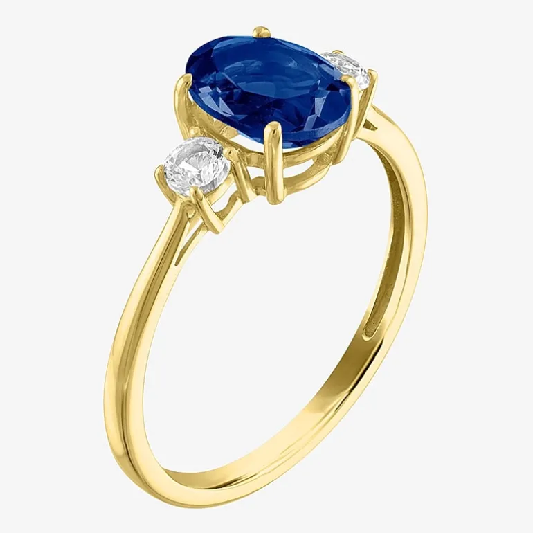 Gemstone 10K Gold 3-Stone Oval Cocktail Ring