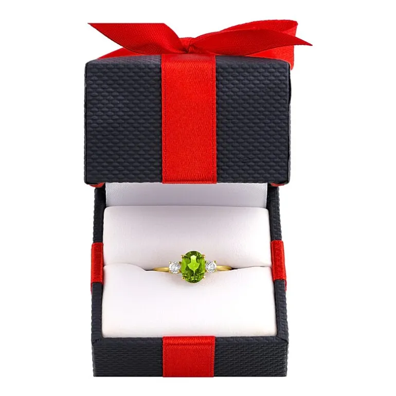Gemstone 10K Gold 3-Stone Oval Cocktail Ring
