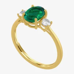 Gemstone 10K Gold 3-Stone Oval Cocktail Ring