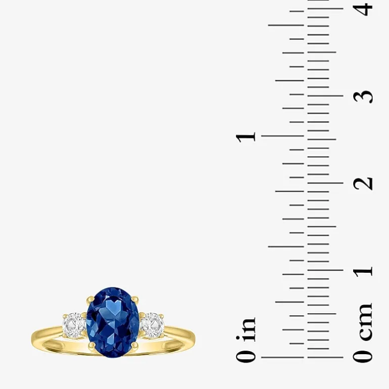 Gemstone 10K Gold 3-Stone Oval Cocktail Ring