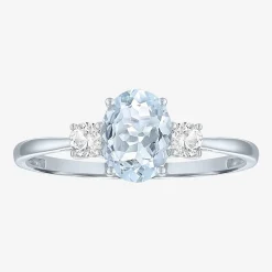 Gemstone 10K Gold 3-Stone Oval Cocktail Ring