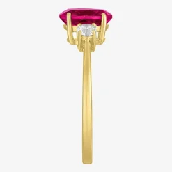 Gemstone 10K Gold 3-Stone Oval Cocktail Ring