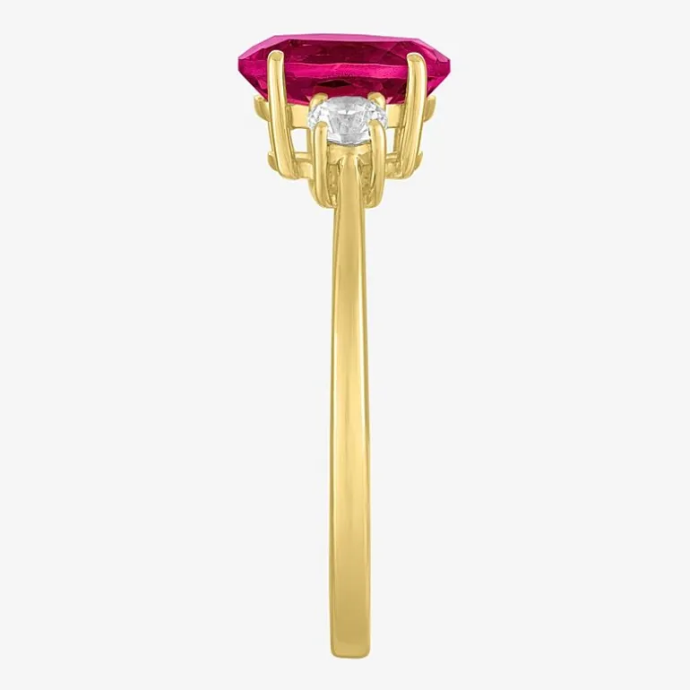 Gemstone 10K Gold 3-Stone Oval Cocktail Ring