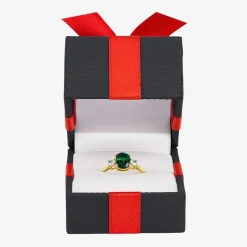 Gemstone 10K Gold 3-Stone Oval Cocktail Ring