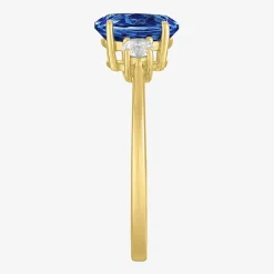 Gemstone 10K Gold 3-Stone Oval Cocktail Ring