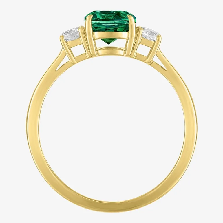 Gemstone 10K Gold 3-Stone Oval Cocktail Ring