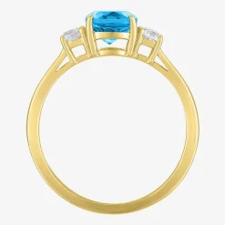 Gemstone 10K Gold 3-Stone Oval Cocktail Ring