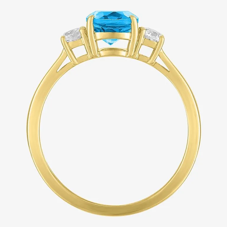 Gemstone 10K Gold 3-Stone Oval Cocktail Ring