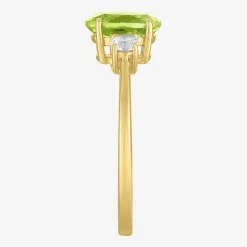 Gemstone 10K Gold 3-Stone Oval Cocktail Ring