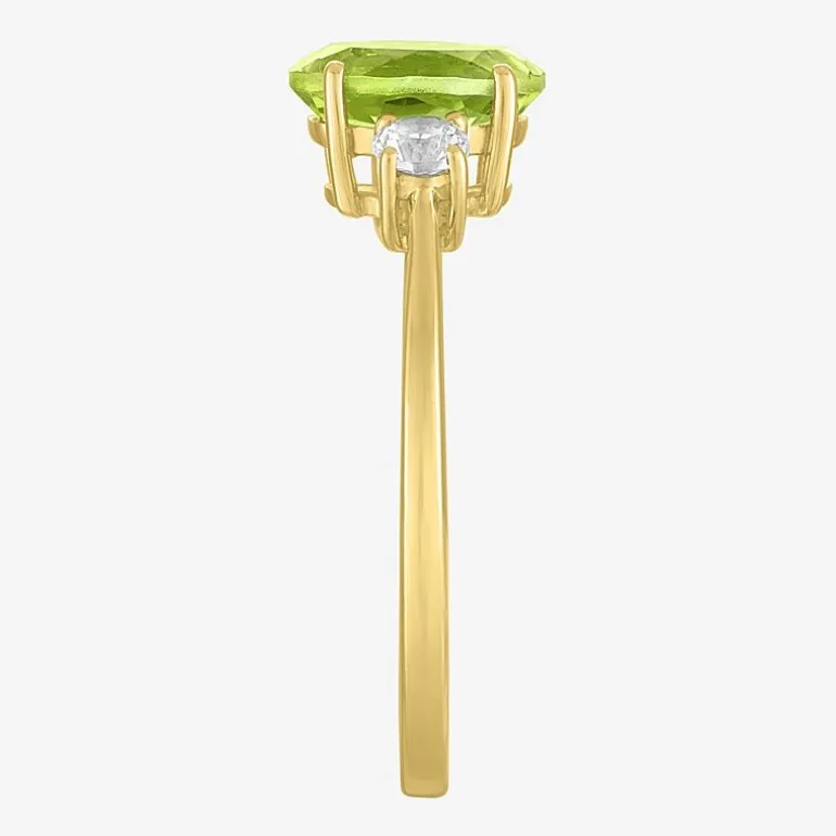 Gemstone 10K Gold 3-Stone Oval Cocktail Ring