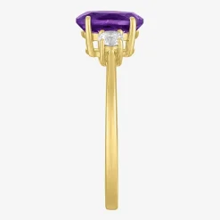 Gemstone 10K Gold 3-Stone Oval Cocktail Ring