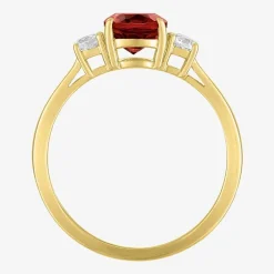 Gemstone 10K Gold 3-Stone Oval Cocktail Ring