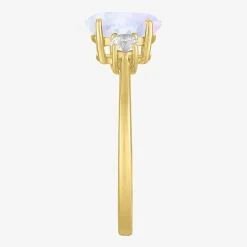 Gemstone 10K Gold 3-Stone Oval Cocktail Ring