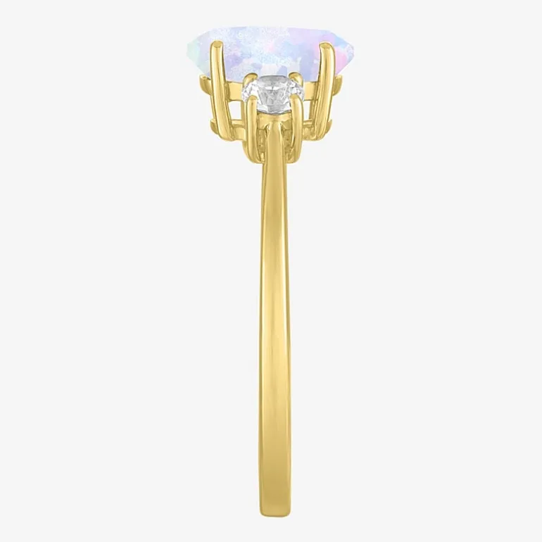 Gemstone 10K Gold 3-Stone Oval Cocktail Ring