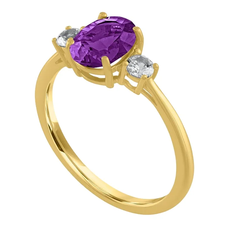 Gemstone 10K Gold 3-Stone Oval Cocktail Ring
