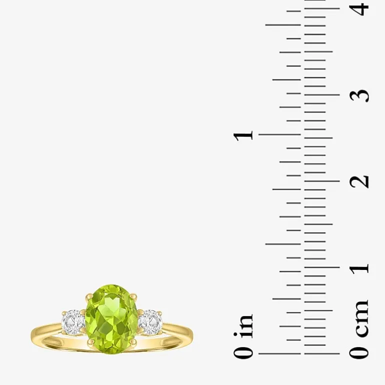 Gemstone 10K Gold 3-Stone Oval Cocktail Ring