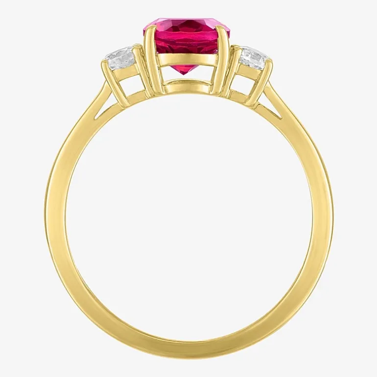 Gemstone 10K Gold 3-Stone Oval Cocktail Ring