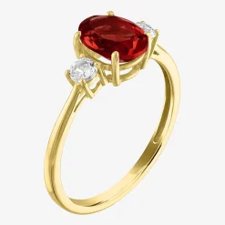 Gemstone 10K Gold 3-Stone Oval Cocktail Ring