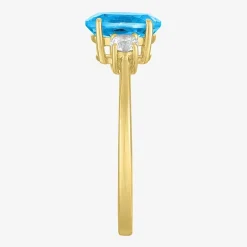 Gemstone 10K Gold 3-Stone Oval Cocktail Ring