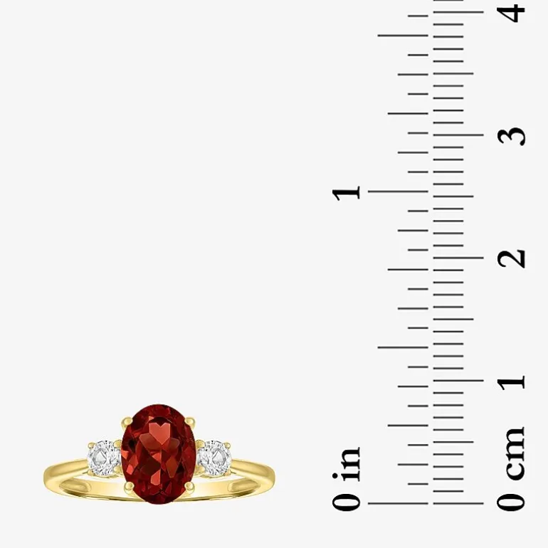 Gemstone 10K Gold 3-Stone Oval Cocktail Ring