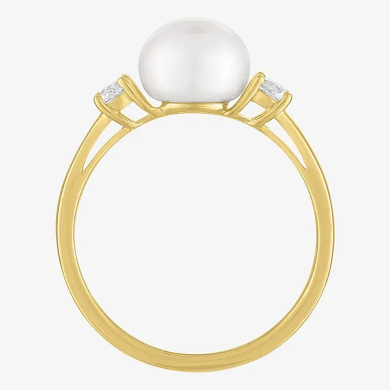 Gemstone 10K Gold 3-Stone Oval Cocktail Ring