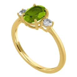 Gemstone 10K Gold 3-Stone Oval Cocktail Ring