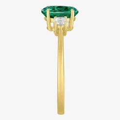 Gemstone 10K Gold 3-Stone Oval Cocktail Ring