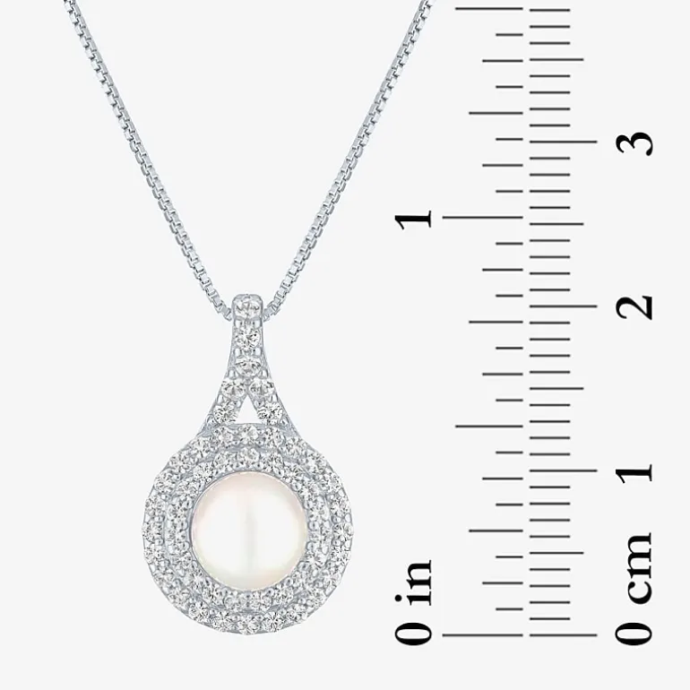 Gemstone & Lab-Created White Sapphire Sterling Silver Halo Pendant Necklace