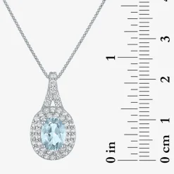 Gemstone & Lab-Created White Sapphire Sterling Silver Halo Pendant Necklace